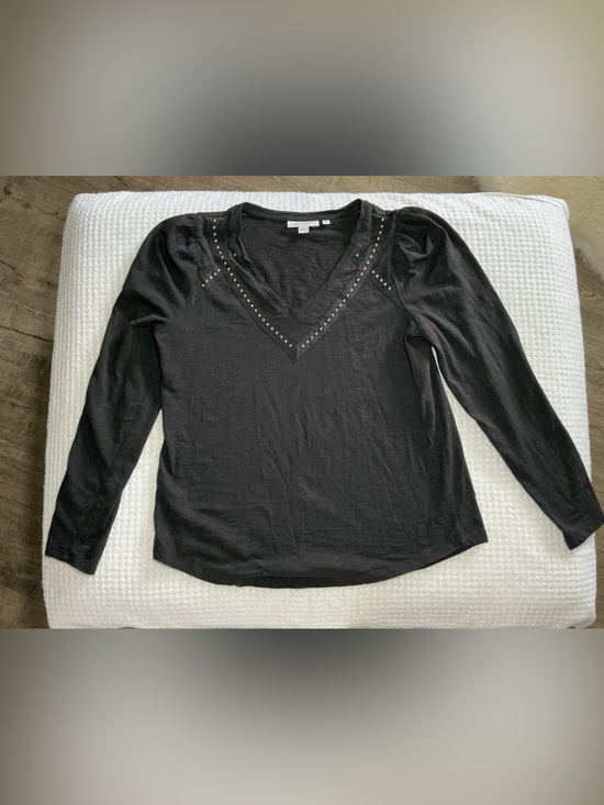 Chico's Tops - Chico's Black V-Neck Long Sleeve Top with Stud Trim